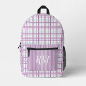 Moderner Preppy-Lavendel Kariert und Stripe Girly Bedruckter Rucksack (Vorderseite)
