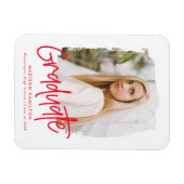Moderner Preppy Red Script Foto Abschluss Magnet (Horizontal)