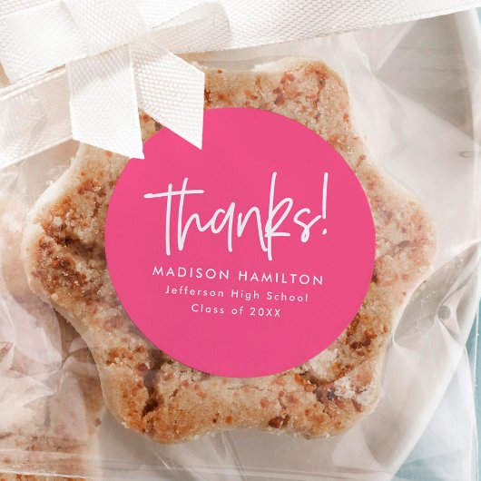 Moderner Preppy Script Hot Pink Abschluss Vielen D Runder Aufkleber