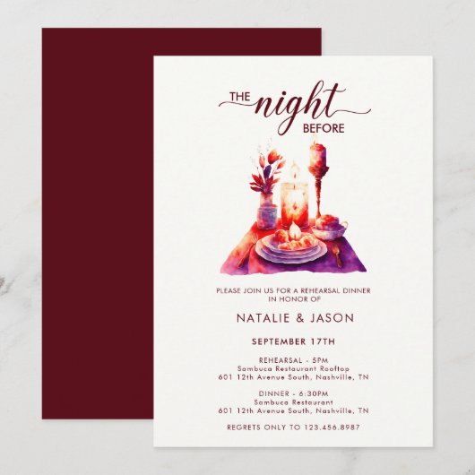 Moderner Probe Abendtisch Einladung (Vorne/Hinten)