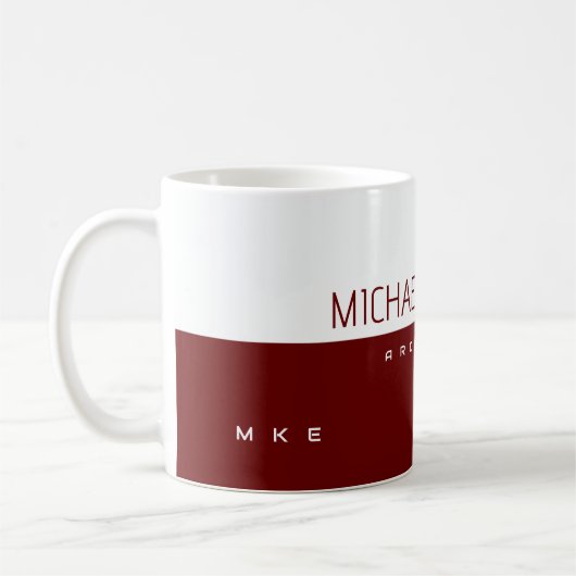 Moderner Prof (Architekt) halbdunkelrot halbweiß Kaffeetasse (Links)