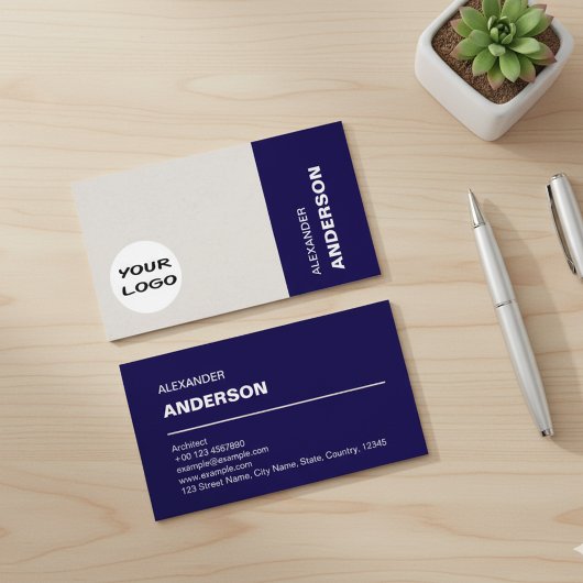 Moderner professioneller Architekt Navy Blau Visitenkarte