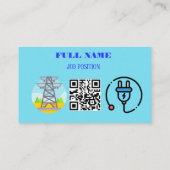 Moderner professioneller Elektriker QR-Code Hellbl Visitenkarte (Rückseite)