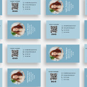 Moderner professioneller Foto-QR-Code Blau Visitenkarte