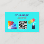 Moderner professioneller Maler QR-Code Cyan Visitenkarte (Rückseite)