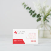 Moderner professioneller Rot-Weiß-CreativeONE-Bold Visitenkarte (Stehend Vorderseite)