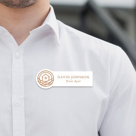 Moderner professioneller warmer Immobilienmakler Namensschild