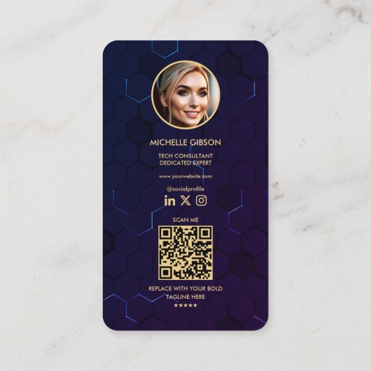 Moderner Programmierer Cybersecurity Midnight Blue Visitenkarte (Rückseite)