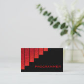 Moderner Programmierer für rote, schwarze Streifen Visitenkarte (Stehend Vorderseite)