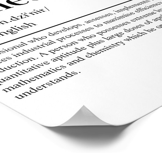 Moderner Prozessingenieur - Funny Dictionary Defin Poster (Ecke)