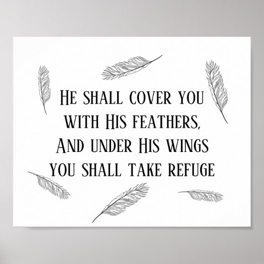 Moderner Psalm 91 Bibel Kunstfedern Christliches Z Poster (Vorne)