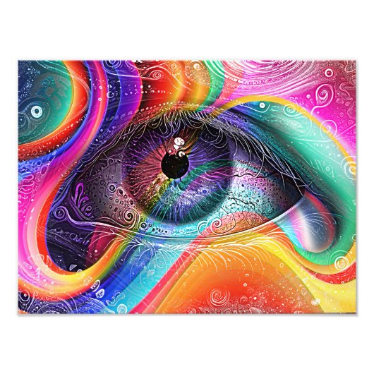 Moderner Psychedelischer Abstrakter Augengeometris Fotodruck (Vorne)