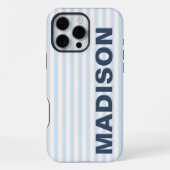 Moderner, pulverbliener, gestreifter Name eines pe iPhone Hülle (Rückseite)