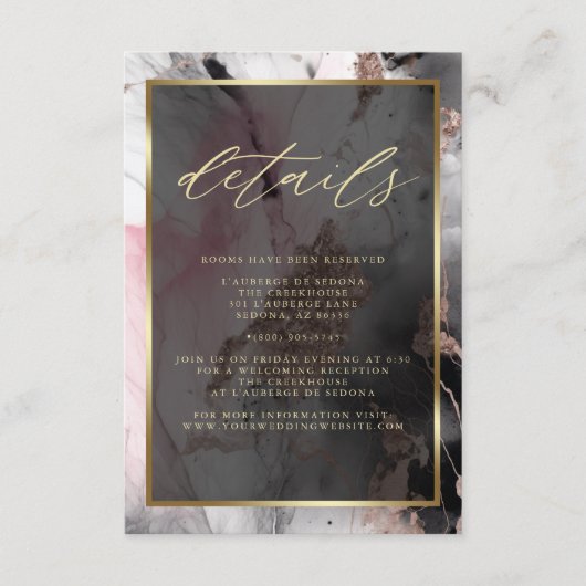 Moderner QR-Code Abstrakte Rose Kohle Gold Begleitkarte (Vorderseite)