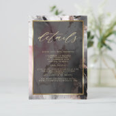 Moderner QR-Code Abstrakte Rose Kohle Gold Begleitkarte (Stehend Vorderseite)