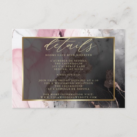 Moderner QR-Code Abstrakte Rose Kohle Gold Begleitkarte (Vorderseite)