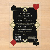 Moderner QR Code Art Deco Casino Acryleinladungen (Vorderseite)