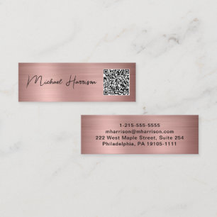 Moderner QR-Code Berufliche Rose Gold Mini Visitenkarte