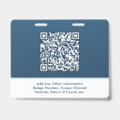 Moderner QR-Code Blaues Ereignis-Zugangs-ID Ausweis (Rückseite)