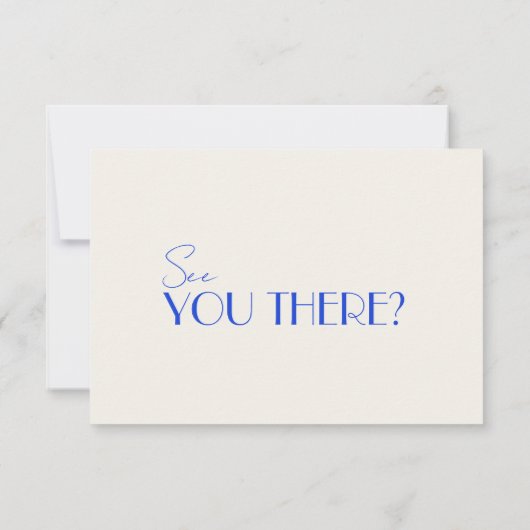 Moderner QR Code Blue Retro Französisch Whimsical RSVP Karte (Rückseite)