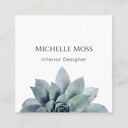 Moderner QR-Code Botanische Grünpflanzen Trendy Quadratische Visitenkarte (Vorderseite)