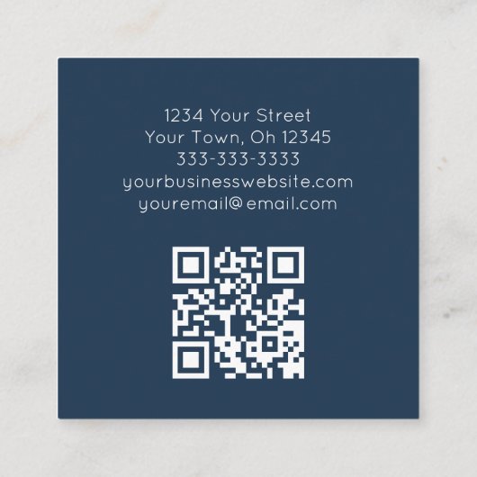 Moderner QR-Code Botanische Vegetation Quadratische Visitenkarte (Rückseite)