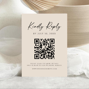 Moderner QR-Code Champagner-Website-RSVP-Karte Save The Date
