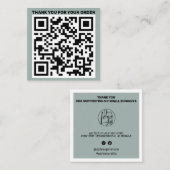 Moderner QR-Code danke, bestellen Sie weise grün Quadratische Visitenkarte (Vorne/Hinten)
