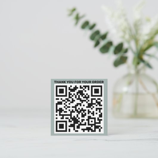 Moderner QR-Code danke, bestellen Sie weise grün Quadratische Visitenkarte (Stehend Vorderseite)