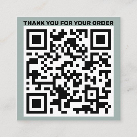 Moderner QR-Code danke, bestellen Sie weise grün Quadratische Visitenkarte (Vorderseite)