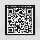 Moderner QR-Code danke, Schwarz-weiß bestellen Quadratische Visitenkarte (Vorderseite)