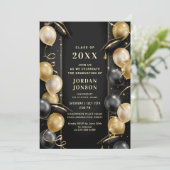 Moderner QR-Code der Golden Black Graduation Party Einladung (Stehend Vorderseite)