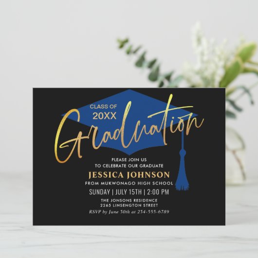 Moderner QR-Code der Minimalistisch Graduierungspa Einladung (Stehend Vorderseite)