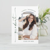 Moderner QR-Code der Minimalistischen FOTO Graduat Einladung (Stehend Vorderseite)