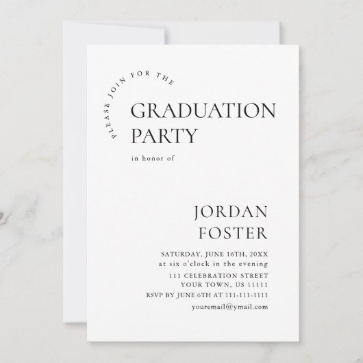 Moderner QR-Code der Minimalistischen FOTO Graduat Einladung (Vorderseite)