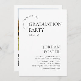 Moderner QR-Code der Minimalistischen FOTO Graduat Einladung