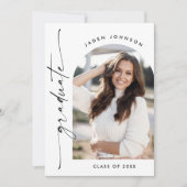 Moderner QR-Code der Minimalistischen FOTO Graduat Einladung (Vorderseite)