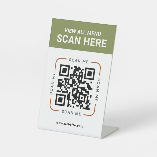 Moderner QR-Code | Digitaler Menütisch-Schild Sockelschild (Vorderseite)