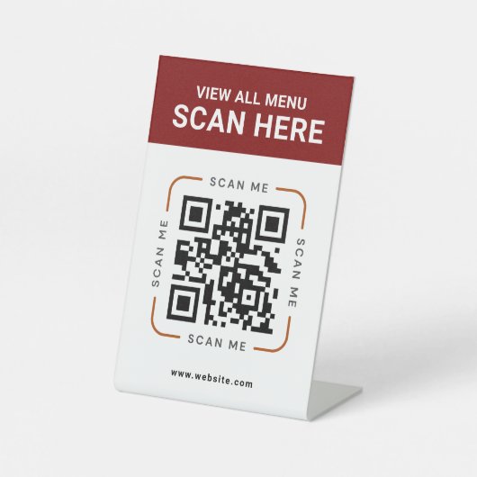 Moderner QR-Code | Digitales Menütisch-Schild Sockelschild (Vorderseite)