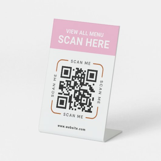 Moderner QR-Code | Digitales Menütisch-Schild Sockelschild (Vorderseite)