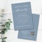 Moderner QR Code Dusty Blue Wedding Reception Einladung