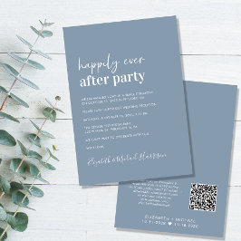 Moderner QR Code Dusty Blue Wedding Reception Einladung