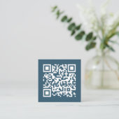 Moderner QR-Code Einfach Stilblau Quadratische Visitenkarte (Stehend Vorderseite)
