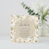 Moderner QR-Code Elegantes Daisy Rustikales Brautp Einladung (Stehend Vorderseite)