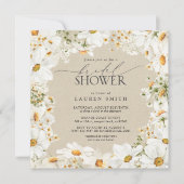 Moderner QR-Code Elegantes Daisy Rustikales Brautp Einladung (Vorderseite)