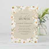 Moderner QR-Code Elegantes Daisy Rustikales Brautp Einladung (Stehend Vorderseite)