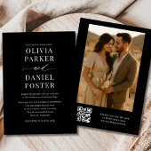 Moderner QR-Code Elegantes Foto Hochzeit Einladung