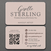 Moderner QR-Code Elegantes Rosa-Script Visitenkarte