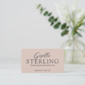 Moderner QR-Code Elegantes Rosa-Script Visitenkarte (Stehend Vorderseite)