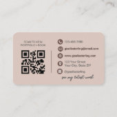 Moderner QR-Code Elegantes Rosa-Script Visitenkarte (Rückseite)